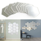 Solid hexagon mirror wall sticker set product view
