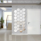 Solid hexagon mirror wall stickers layout view