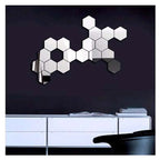 Hexagon mirror wall sticker tile size view