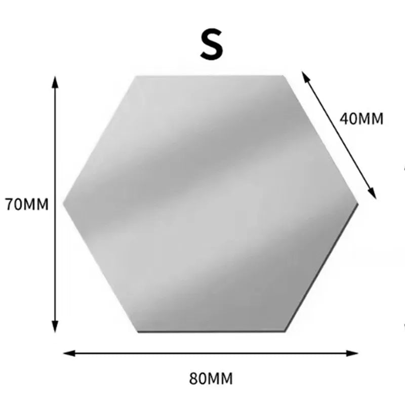 Hexagon mirror wall sticker surface detail