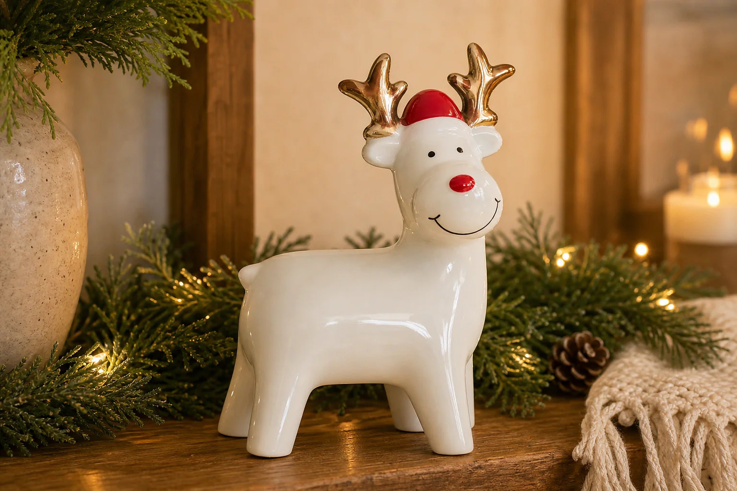 Cozy Haven LED Ceramic Holiday Village Collection lifestyle image 4 for White Reindeer