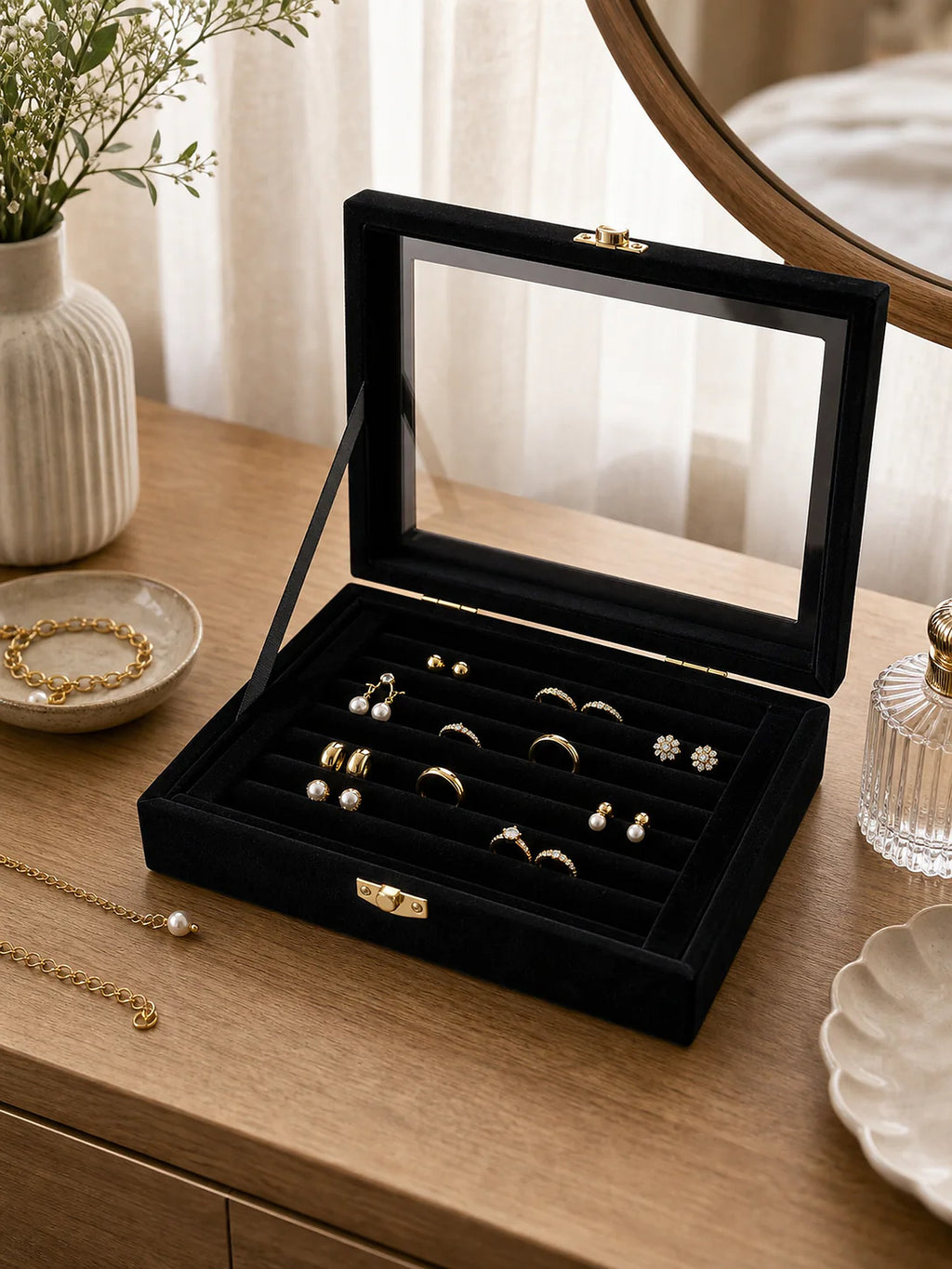 Cozy Haven Velvet Jewelry Storage Tray Organizer lifestyle image 2