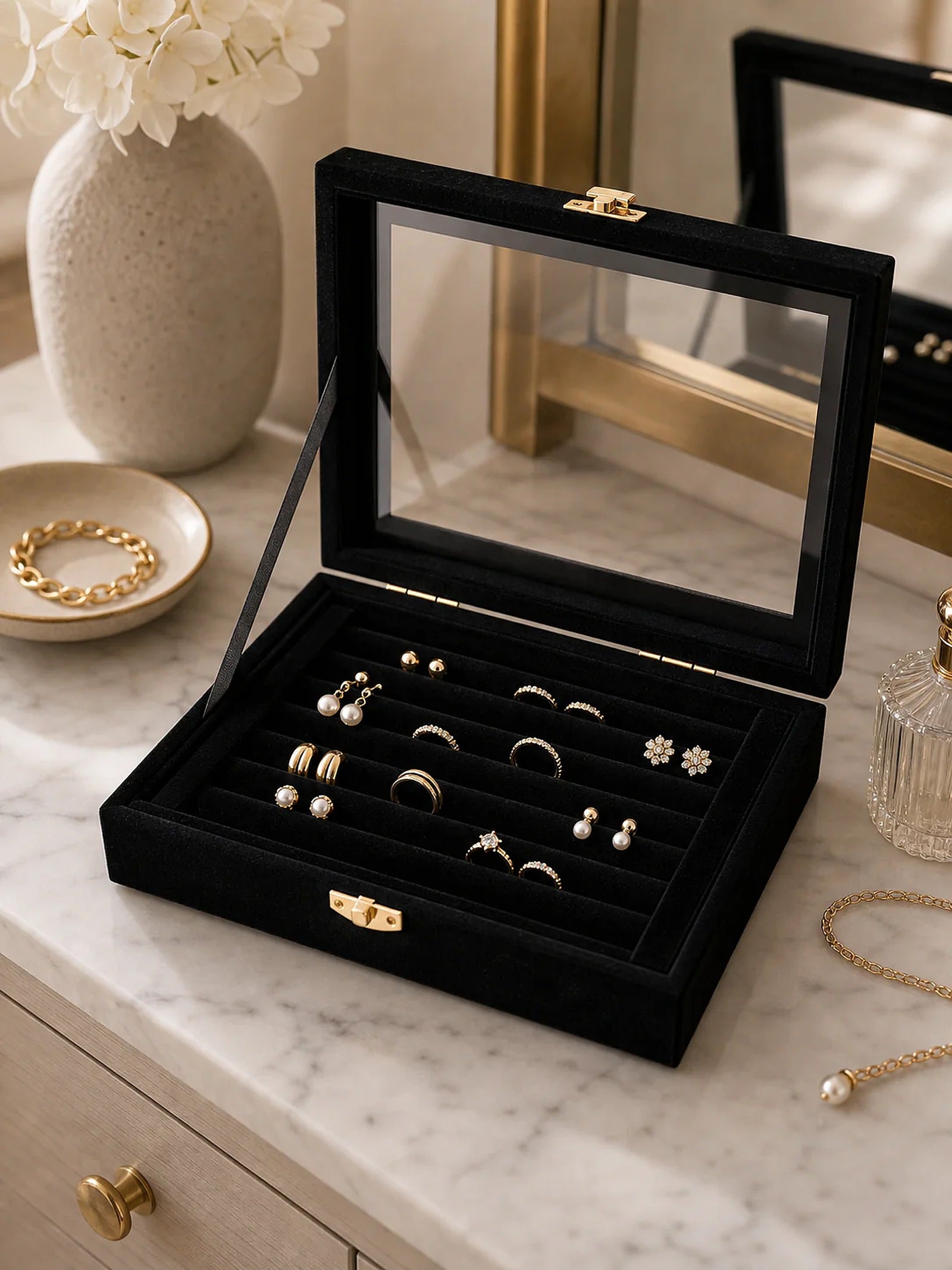 Cozy Haven Velvet Jewelry Storage Tray Organizer lifestyle image 3