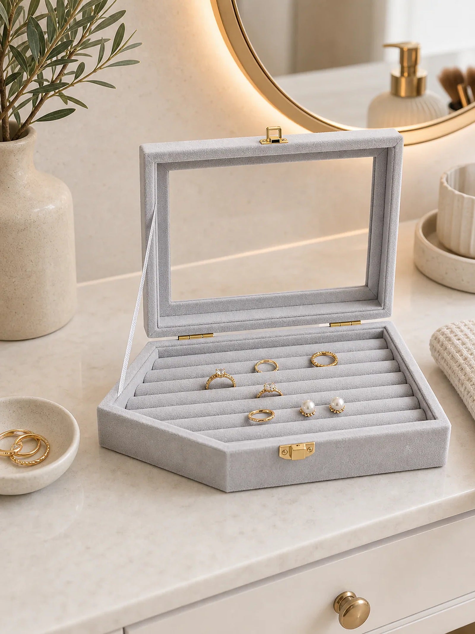 Cozy Haven Velvet Jewelry Storage Tray Organizer lifestyle image 4