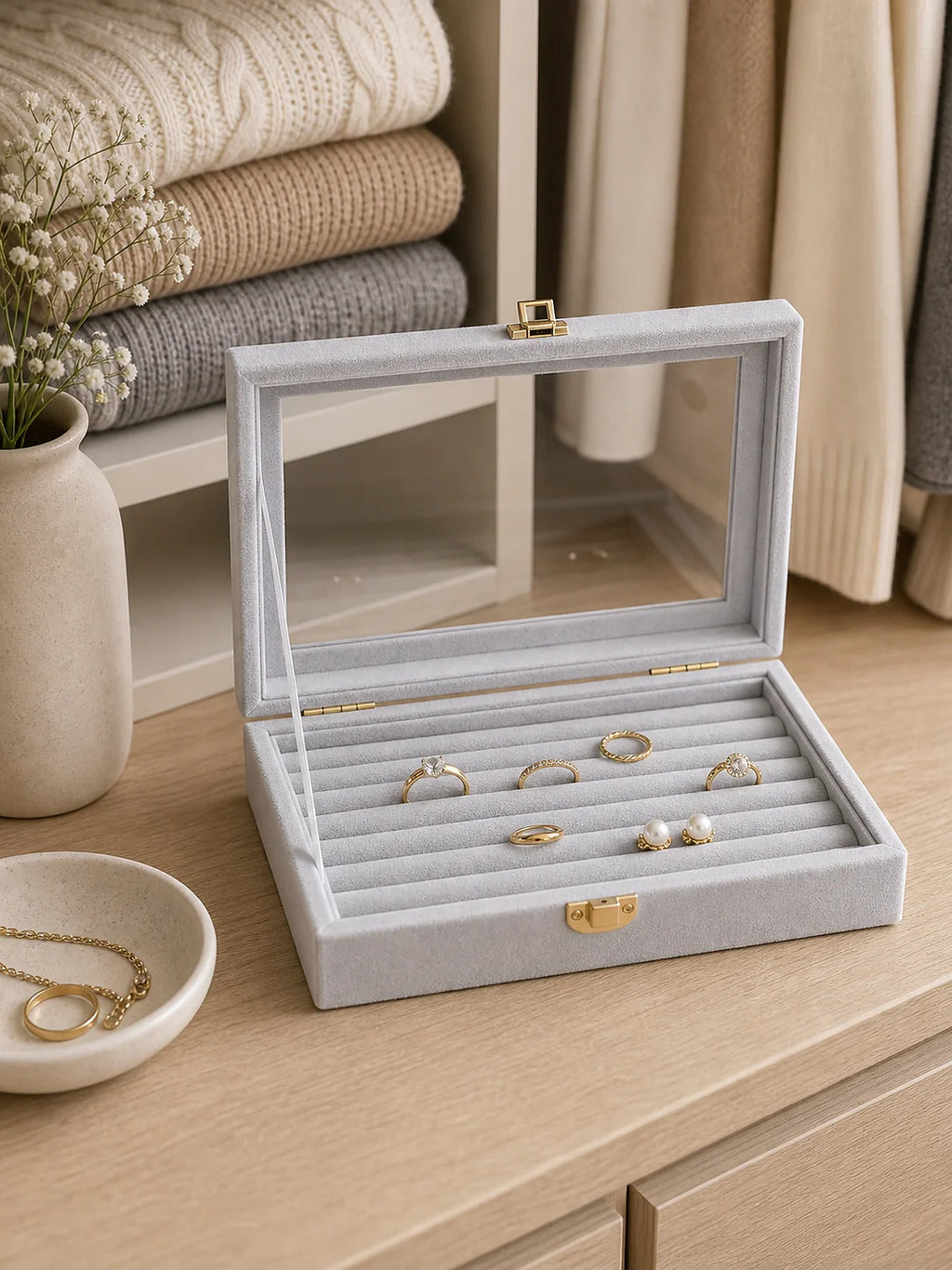 Cozy Haven Velvet Jewelry Storage Tray Organizer lifestyle image 7