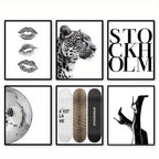 Cozy Haven Black-and-White Abstract Canvas Print Set - 6 Piece - product view 1