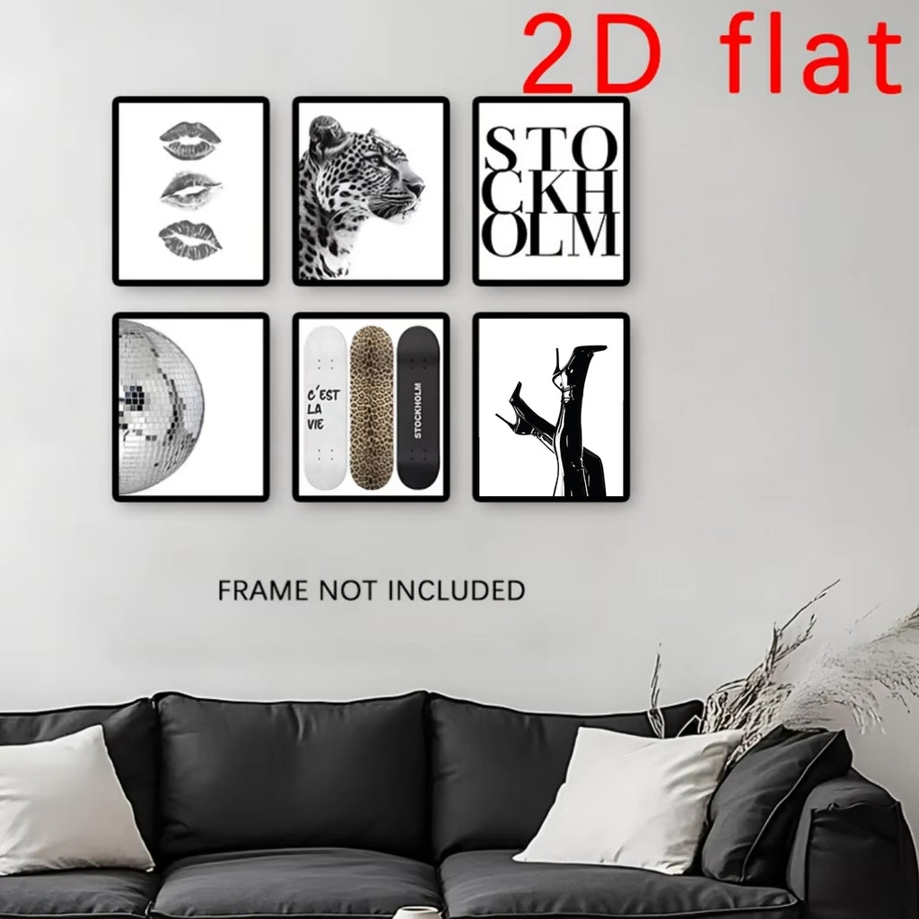 Cozy Haven Black-and-White Abstract Canvas Print Set - 6 Piece - product view 2