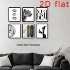 Cozy Haven Black-and-White Abstract Canvas Print Set - 6 Piece - product view 2