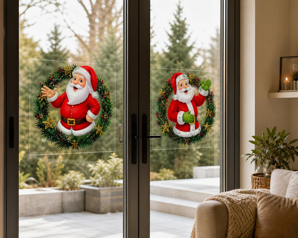 Cozy Haven Christmas Window Sticker Set styled lighting view 3