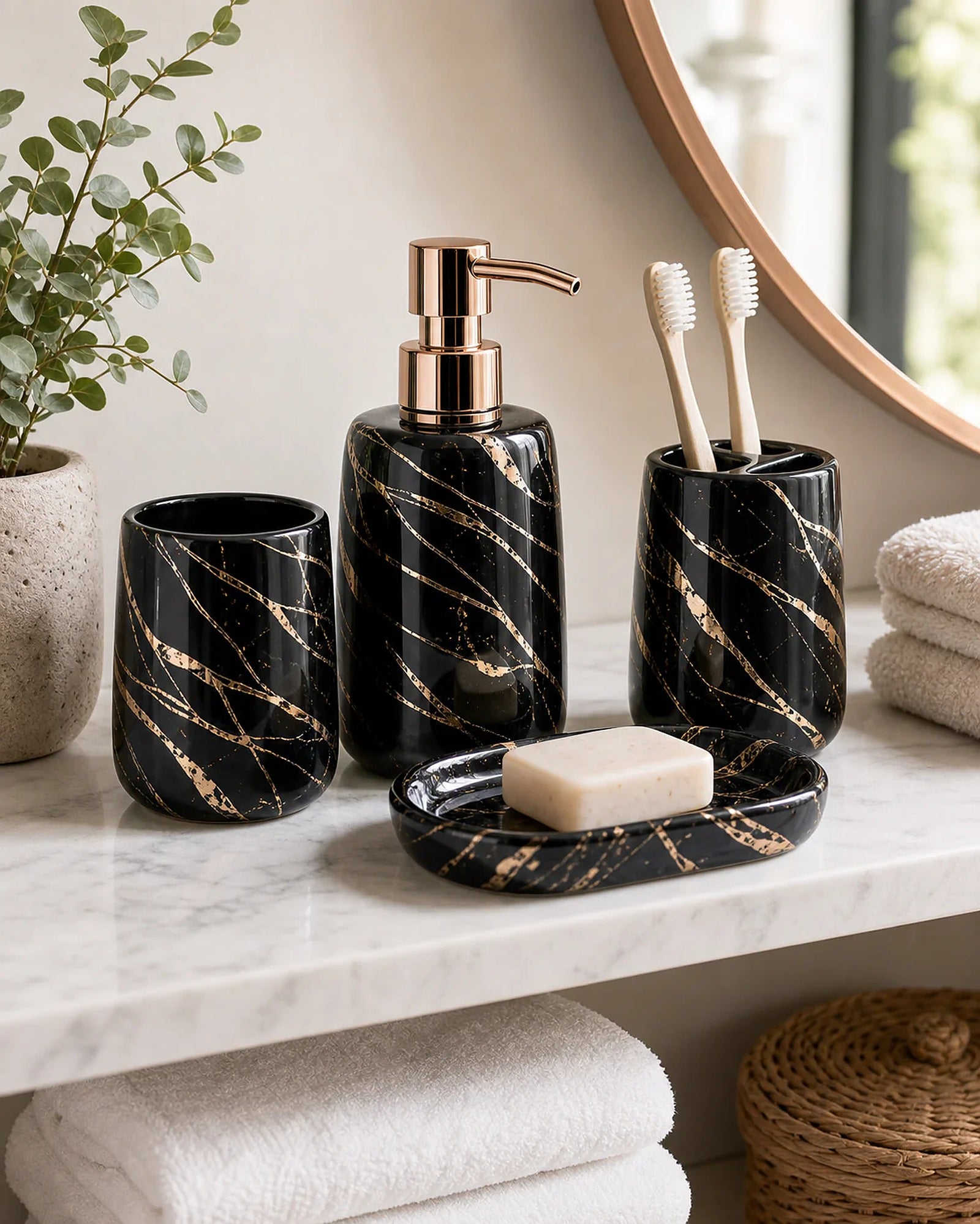 Cozy Haven Marble Bathroom Accessories Set lifestyle image 5