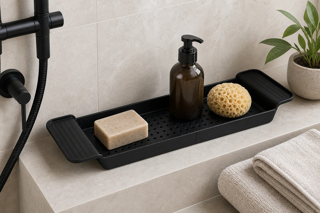 Cozy Haven Black or White Bathtub Bridge Tray lifestyle image 2