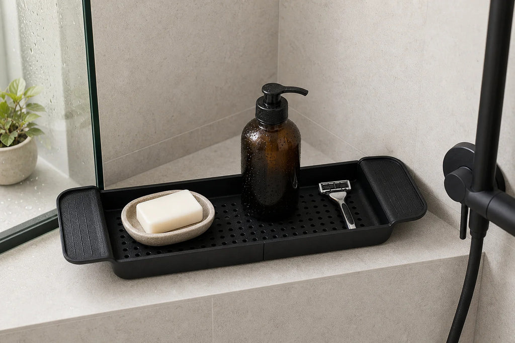 Cozy Haven Black or White Bathtub Bridge Tray lifestyle image 3