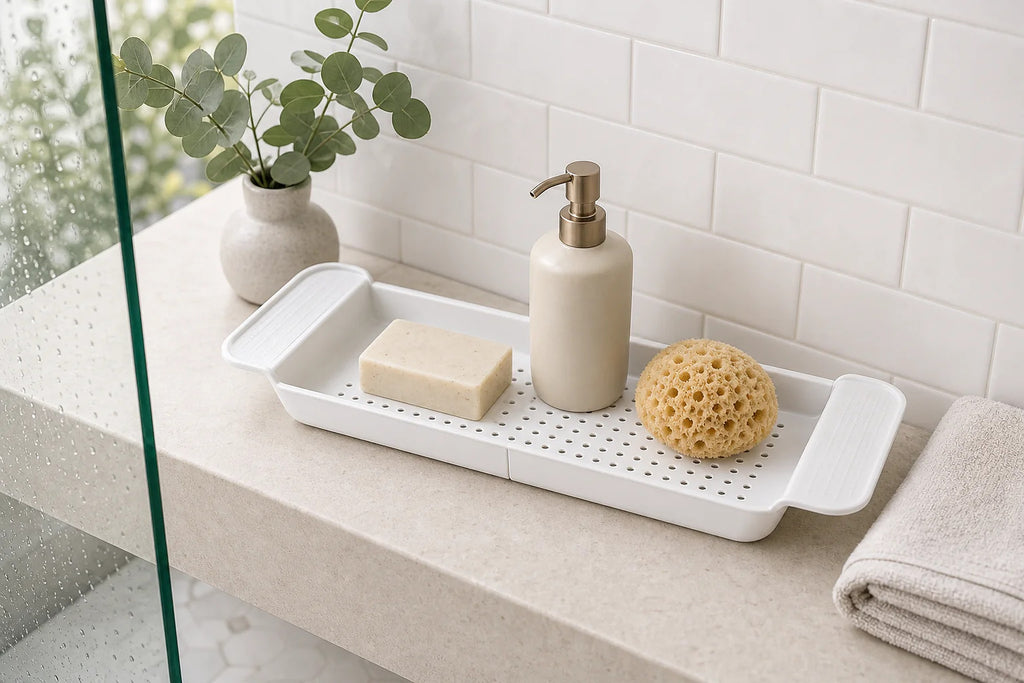 Cozy Haven Black or White Bathtub Bridge Tray lifestyle image 5