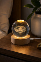 Cozy Haven mini crystal ball night light shown for bedside or shelf scale