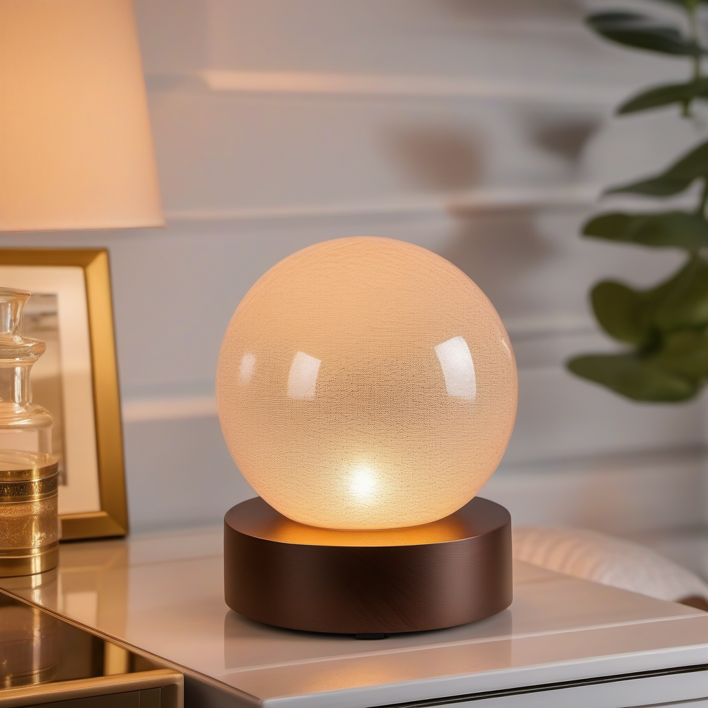 Cozy Haven lifestyle image for Cozy Haven Crystal Ball Table Lamp - LED Color Changing Sphere Night Light with Remote Control 6 Inch - Bedroom & Home
