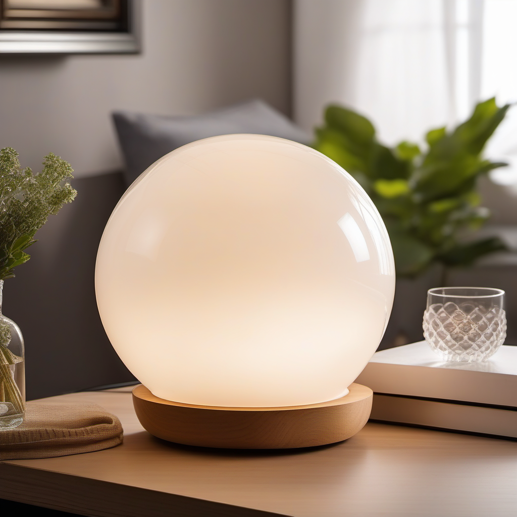 Cozy Haven lifestyle image for Cozy Haven Crystal Ball Table Lamp - LED Color Changing Sphere Night Light with Remote Control 6 Inch - Bedroom & Home