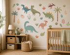 Cozy Haven Removable Nursery Wall Decal Sheets - Dinosaur Decals - 2 Sheets