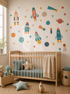 Cozy Haven Removable Nursery Wall Decal Sheets - Space Decals - 1 Sheet