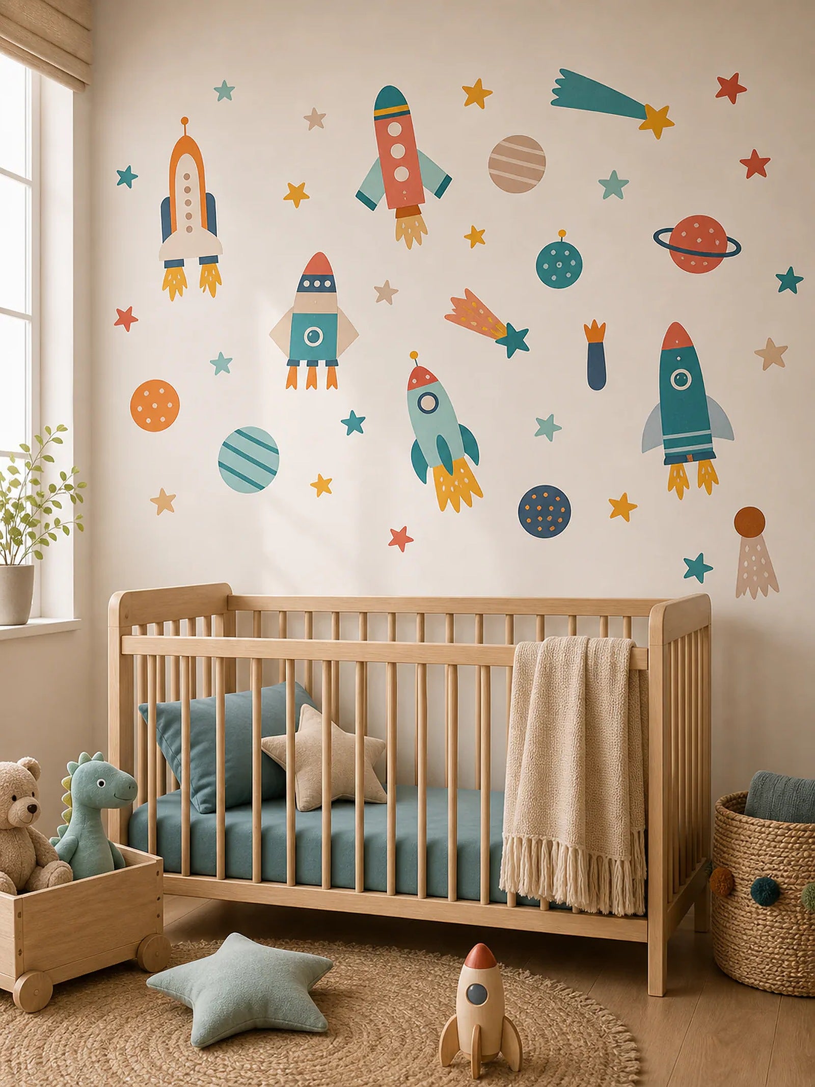 Cozy Haven Removable Nursery Wall Decal Sheets - Space Decals - 1 Sheet