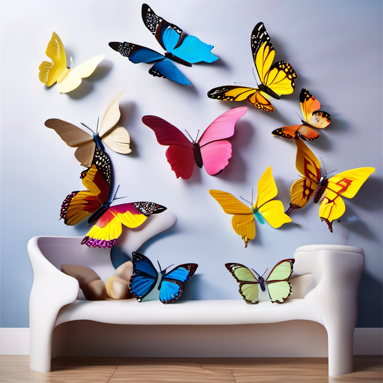 Cozy Haven lifestyle image for Cozy Haven 3D Butterfly Wall Stickers Set - 60 Pack Colorful Removable Nursery Art Decals