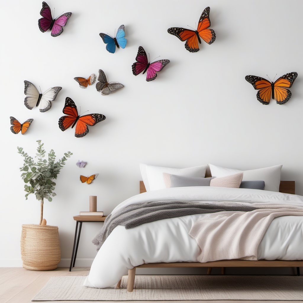 Cozy Haven lifestyle image for Cozy Haven 3D Butterfly Wall Stickers Set - 60 Pack Colorful Removable Nursery Art Decals