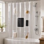 Cozy Haven Clear Shower Curtain with Pockets - 72 x 72 in styled bathroom view 3