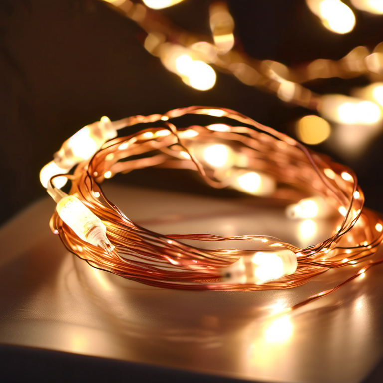 Cozy Haven lifestyle image for Cozy Haven Copper Wire Fairy String Lights - 33 Foot 100 LED Battery Operated Warm White - Bedroom