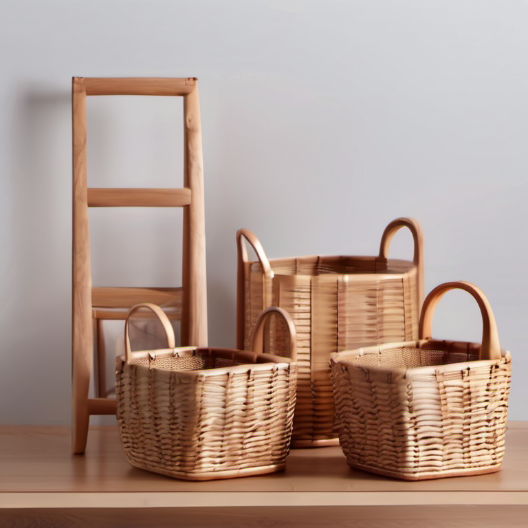 Cozy Haven lifestyle image for Cozy Haven Rattan Storage Basket Set - 3 Pack Woven Seagrass Organizer Bins with Handles - Living Room