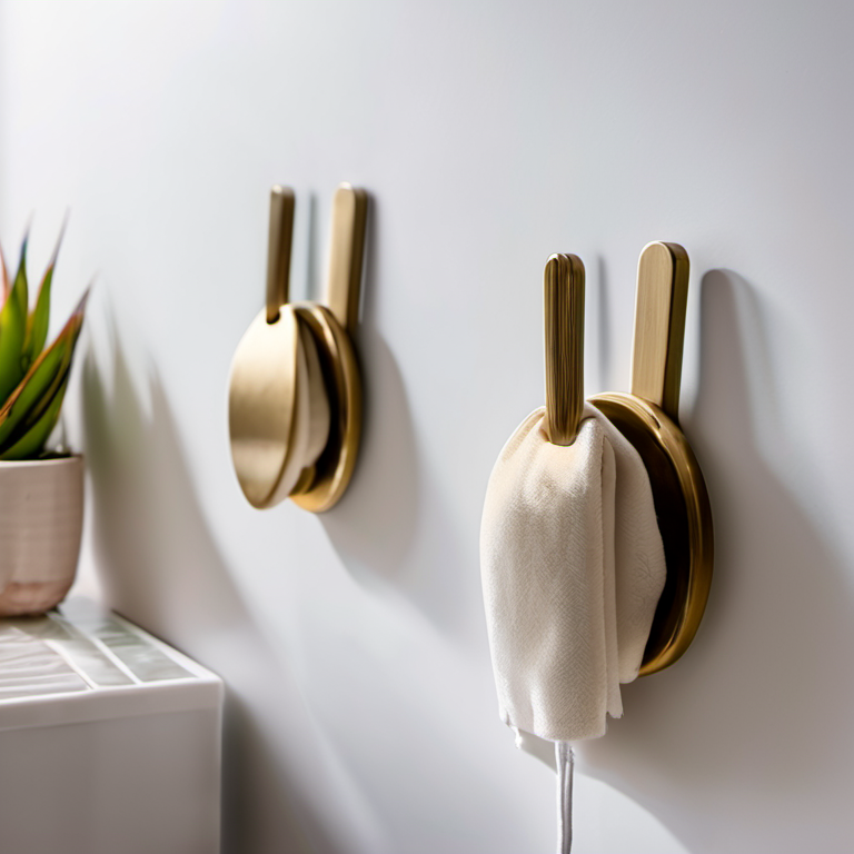 Cozy Haven countertop close lifestyle image for Cozy Haven Adhesive Wall Hooks Set - 16 Pack Strong Command Style Removable Hangers - Bathroom