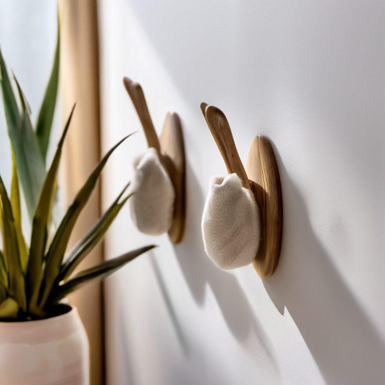 Cozy Haven shelf detail lifestyle image for Cozy Haven Adhesive Wall Hooks Set - 16 Pack Strong Command Style Removable Hangers - Bathroom