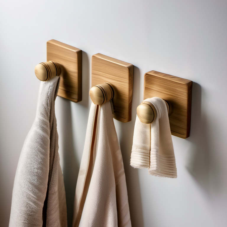 Cozy Haven spa corner lifestyle image for Cozy Haven Adhesive Wall Hooks Set - 16 Pack Strong Command Style Removable Hangers - Bathroom