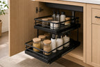 Cozy Haven Pull-Out 2-Tier Under-Sink Organizer styled kitchen view 1 for Black