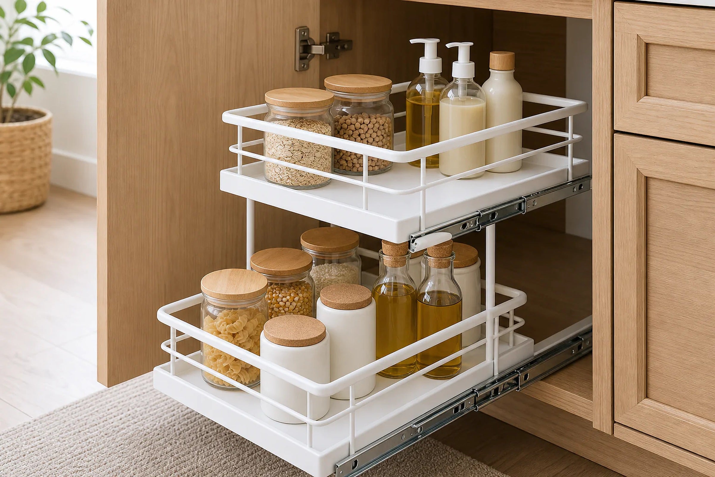 Cozy Haven Pull-Out 2-Tier Under-Sink Organizer lifestyle image 2 for White