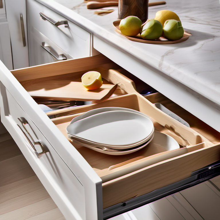 Cozy Haven countertop prep lifestyle image for Cozy Haven Pull-Out Cabinet Drawer Organizer - 2 Tier Sliding Kitchen Storage Rack