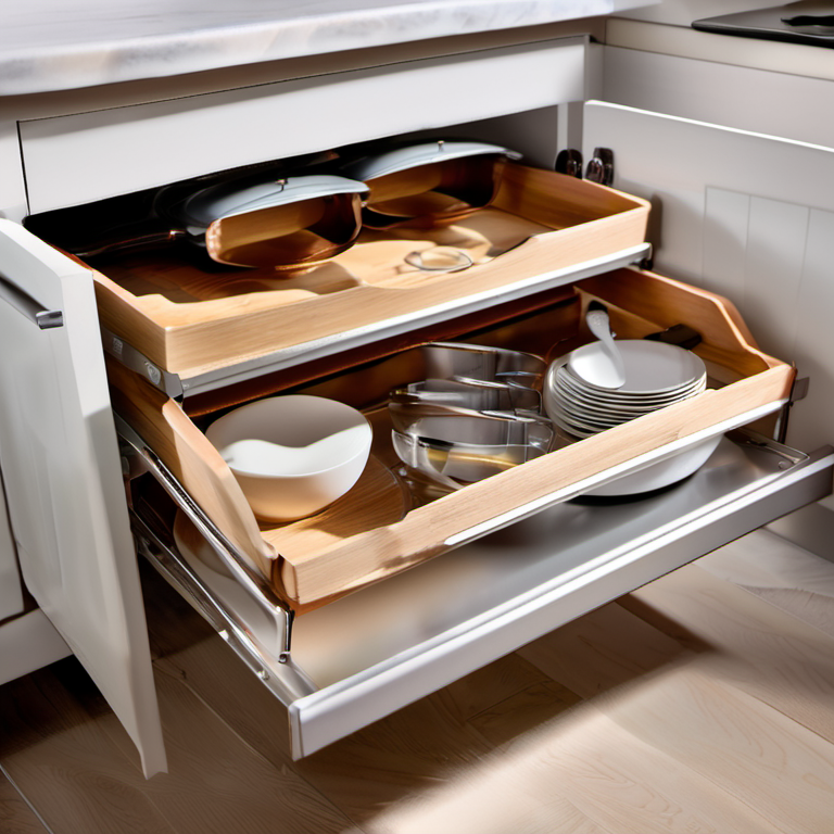 Cozy Haven hosting moment lifestyle image for Cozy Haven Pull-Out Cabinet Drawer Organizer - 2 Tier Sliding Kitchen Storage Rack