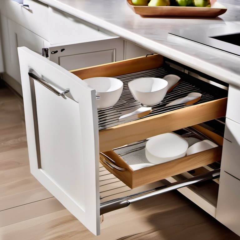 Cozy Haven installed context lifestyle image for Cozy Haven Pull-Out Cabinet Drawer Organizer - 2 Tier Sliding Kitchen Storage Rack