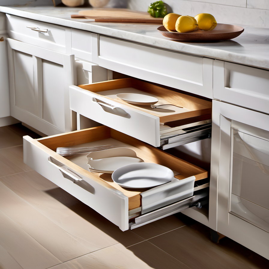 Cozy Haven lifestyle image for Cozy Haven Pull-Out Cabinet Drawer Organizer - 2 Tier Sliding Kitchen Storage Rack