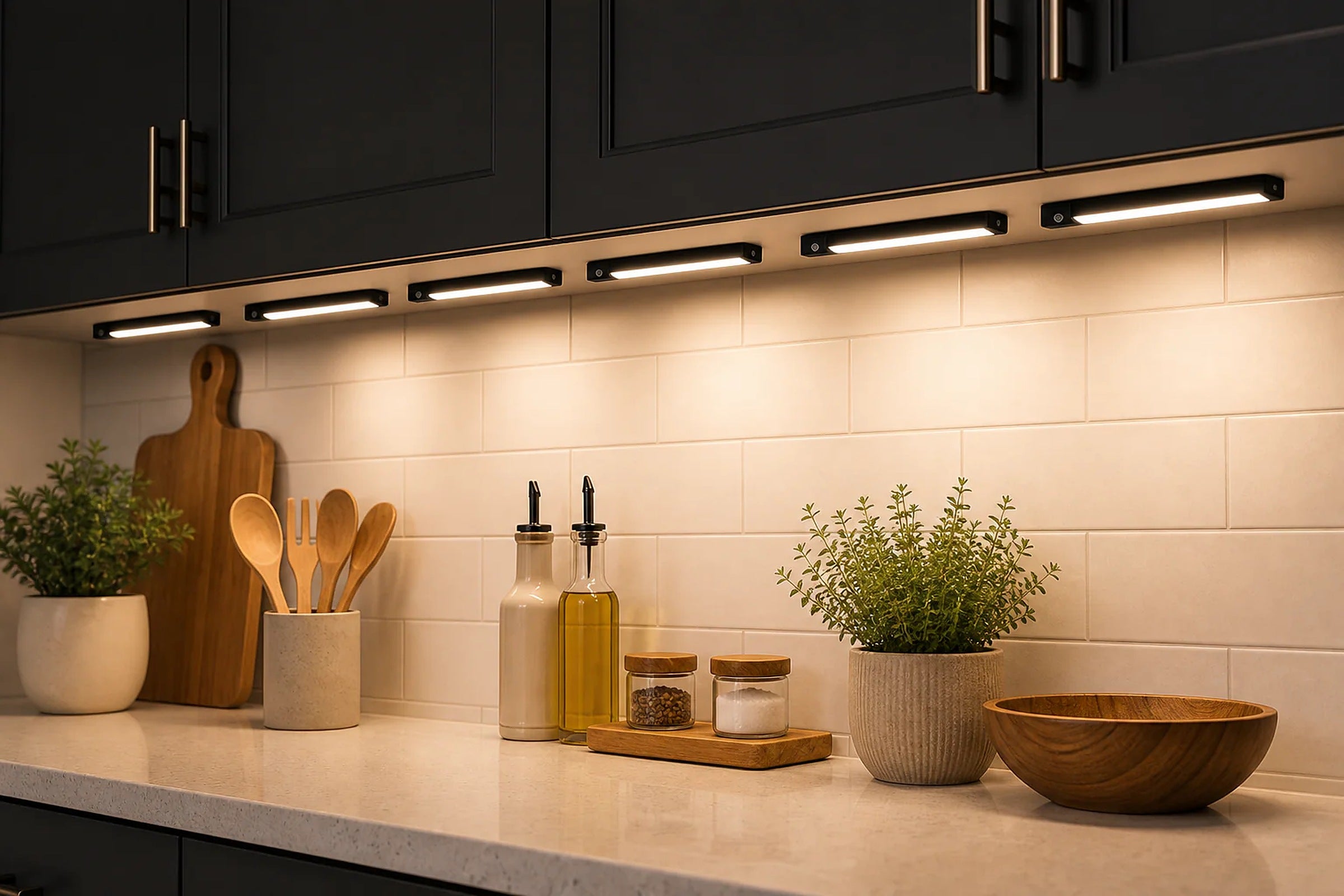 Cozy Haven LED Under Cabinet Lighting Kit lifestyle image 2 for Black - 20 cm; Black - 30 cm; Black - 40 cm