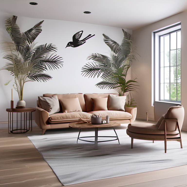 Cozy Haven gallery corner lifestyle image for Cozy Haven Removable Wall Decal Stickers Set - Large Tree Branch with Birds Nature Scene 60x40 inch - Living Room & Bedroom