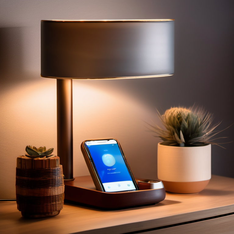 Cozy Haven shelf vignette lifestyle image for Cozy Haven Smart Touch Bedside Table Lamp - Dimmable LED Night Light with Wireless Phone Charging Base - Bedroom & Home