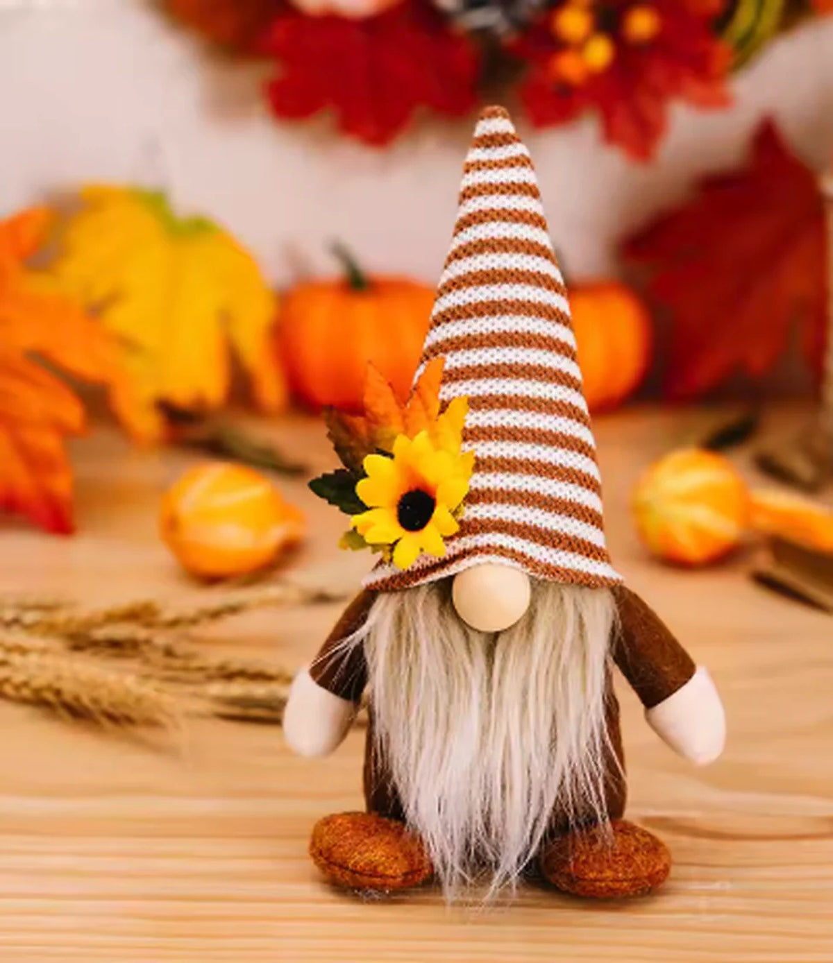 Cozy Haven Thanksgiving Gnome Figurine Collection styled in a home setting