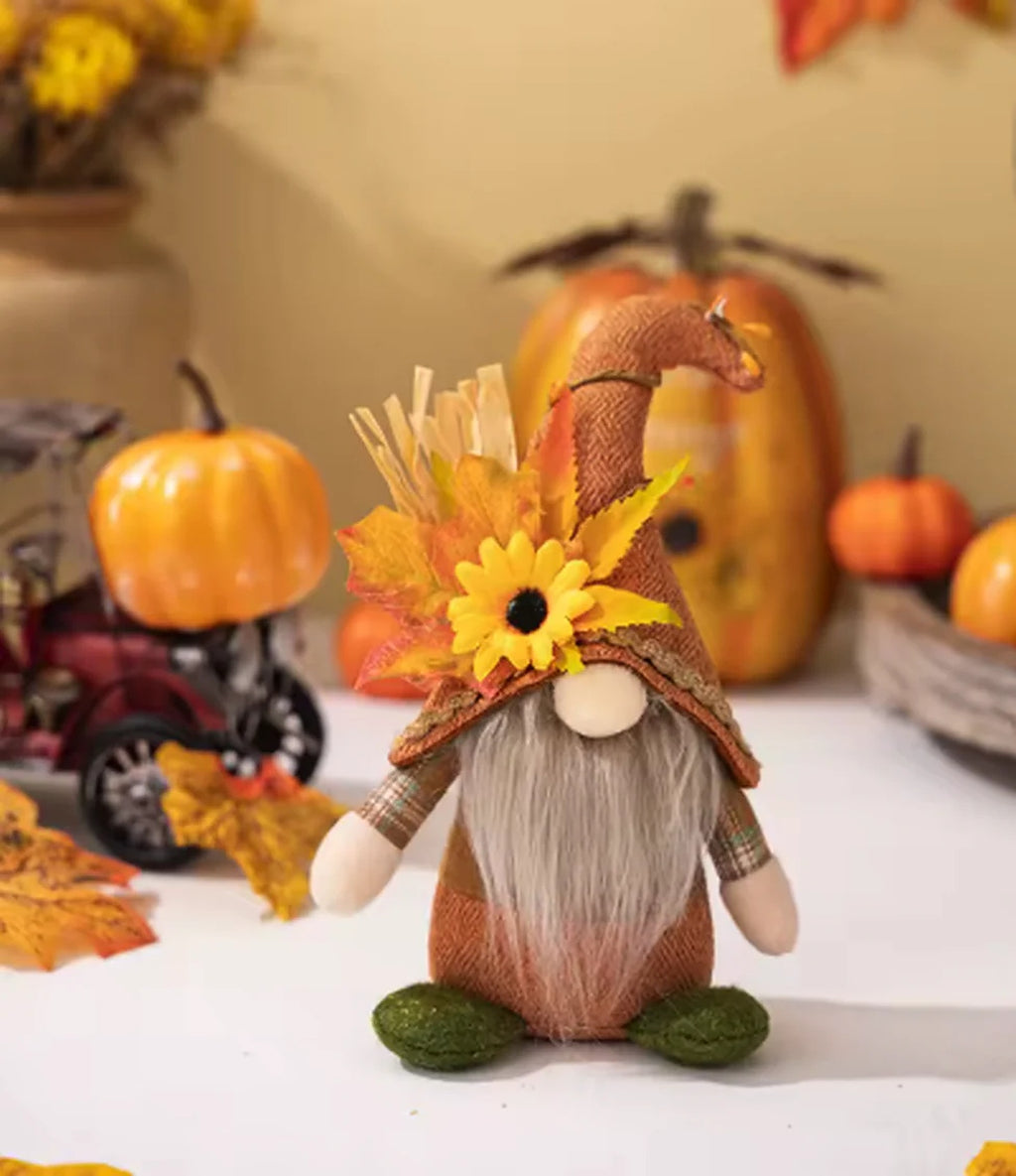 Cozy Haven Thanksgiving Gnome Figurine Collection lifestyle image 2 for Brown Sunflower Beard
