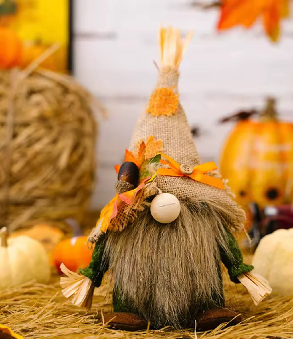 Cozy Haven Thanksgiving Gnome Figurine Collection lifestyle image 10 for Burlap Hat Beard