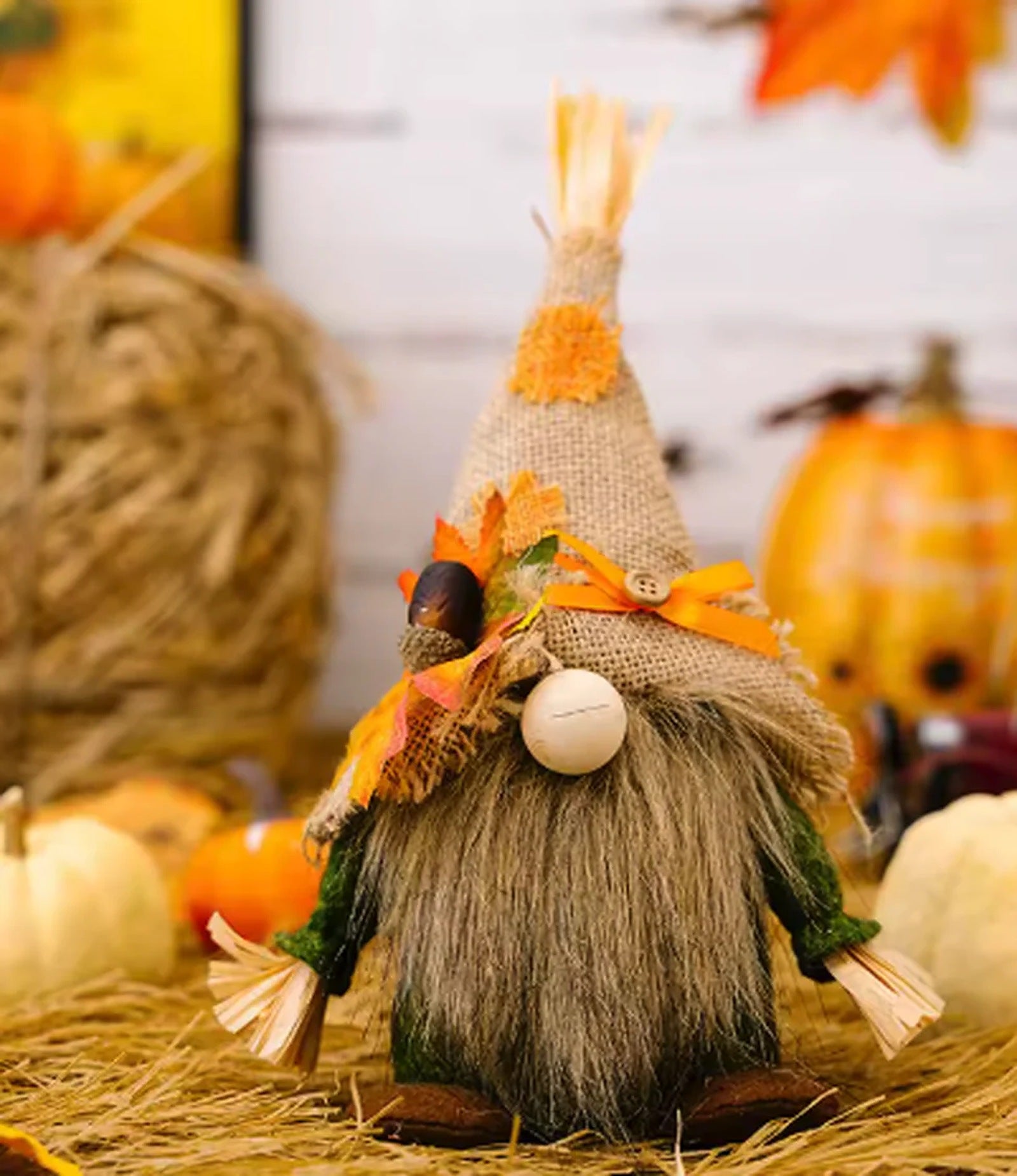 Cozy Haven Thanksgiving Gnome Figurine Collection lifestyle image 10 for Burlap Hat Beard