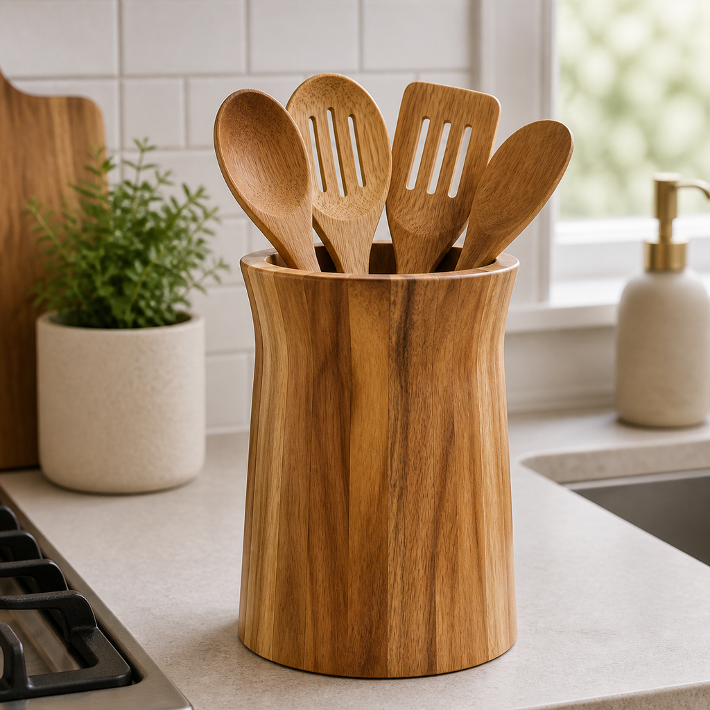 Cozy Haven 360° Rotating Acacia Wood Utensil Holder - product view 1