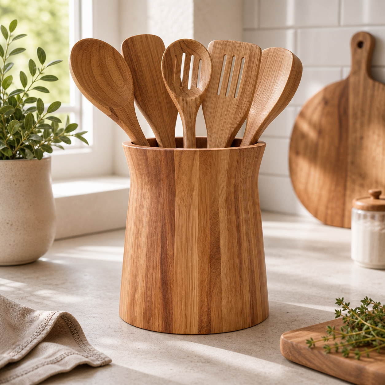 Cozy Haven 360° Rotating Acacia Wood Utensil Holder - product view 3