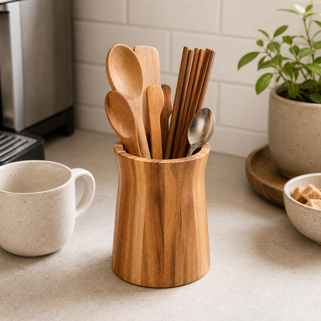 Cozy Haven 360° Rotating Acacia Wood Utensil Holder - product view 4