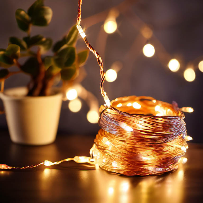 Cozy Haven shelf vignette lifestyle image for Cozy Haven LED Fairy String Lights 33ft Copper Wire - 100 LED Waterproof Battery Operated Decorative Lights - Bedroom