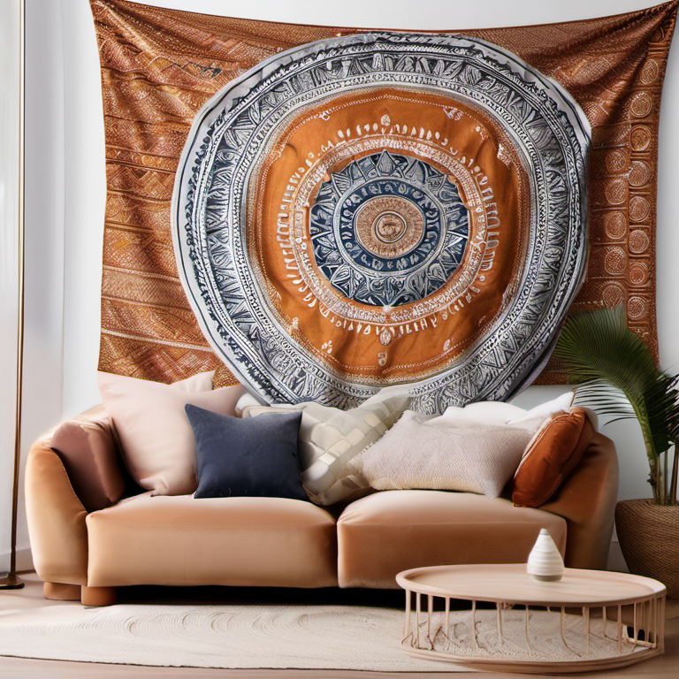 Cozy Haven sofa corner lifestyle image for Cozy Haven Moroccan Mandala Tapestry - Large Bohemian Wall Hanging Art Blanket 59x79 Inch - Bedroom