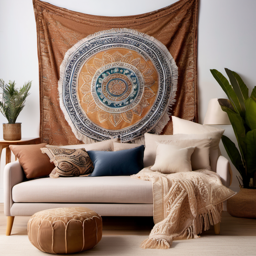 Cozy Haven lifestyle image for Cozy Haven Moroccan Mandala Tapestry - Large Bohemian Wall Hanging Art Blanket 59x79 Inch - Bedroom